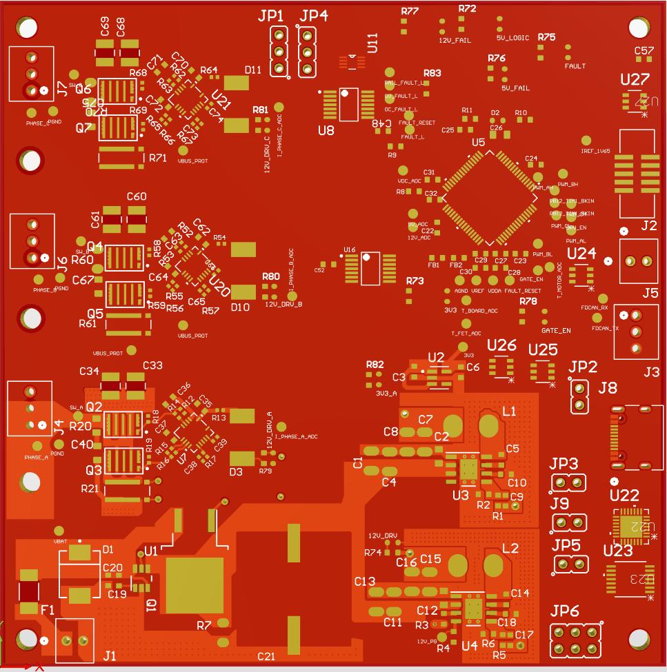 48V GaN inverter PCB layout, top view